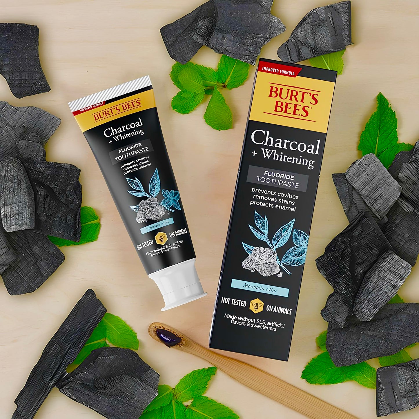 Burt's Bees Charcoal + Whitening Fluoride Toothpaste, 4.7 oz, 3-pack