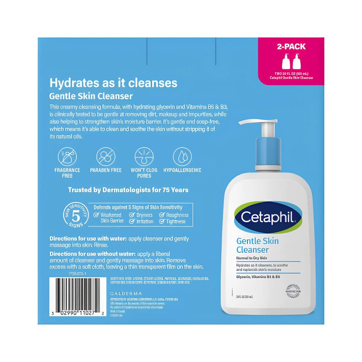 Cetaphil Gentle Skin Cleanser, 20 fl oz, 2-pack